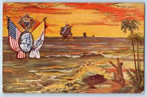 Knights Columbus Postcard Boat Flags Wheeling West Virginia WV 1909 Antique