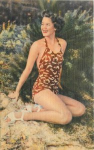 Postcard Sexy Woman bathing suit fashion Asheville 22-13583