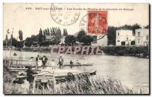 Old Postcard Bry sur Marne The banks of the Marne and the towpath