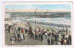 Fishing Pier Boardwalk Asbury New Jersey 1928 postcard