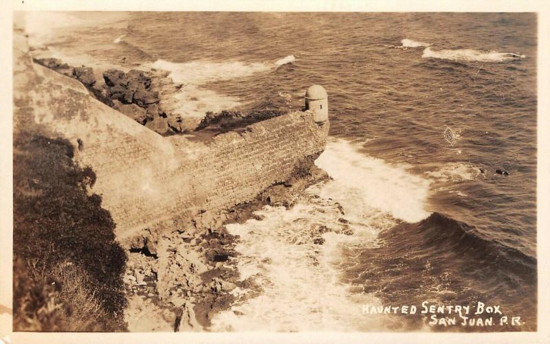 haunted Sentry box San Juan Peurto Rico RPPC c1930s AZO 3.5 x 5.5