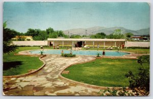 1956 Western Setting Rugged Franklin Mountains Pool El Paso Texas TX Postcard