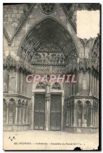 Old Postcard Bourges Cathedral Ensemble Portall