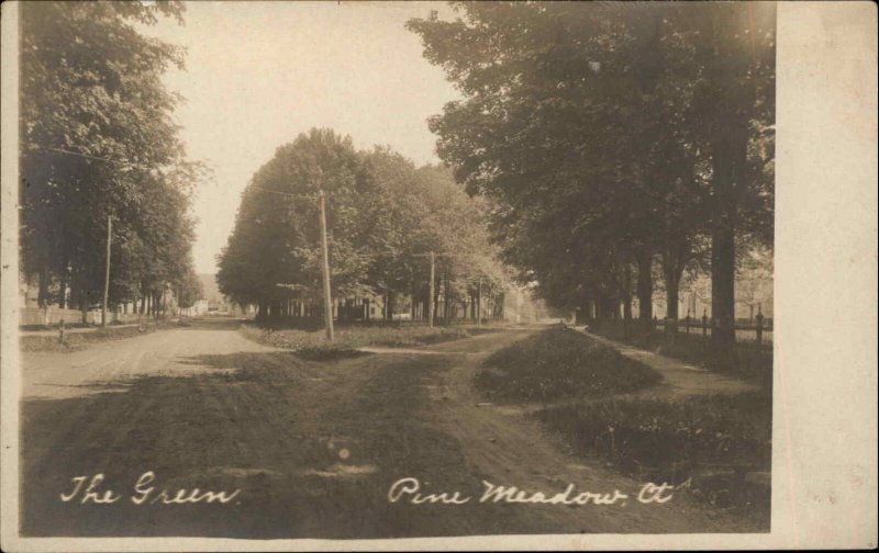 Pine Meadow New Hartford Connecticut CT The Green Real Photo Postcard c1910