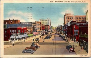 North Dakota Fargo Broadway Looking North 1939