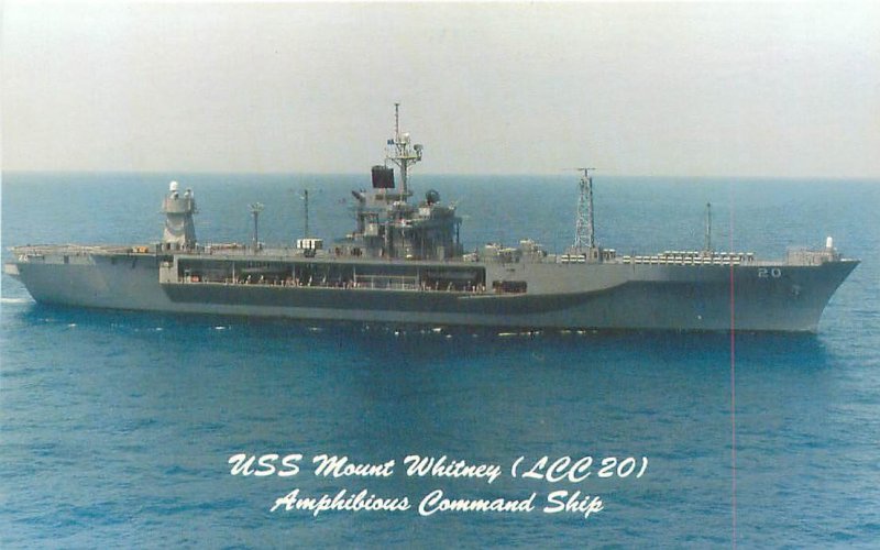 USS Mount Whitney Chrome Postcard Unused
