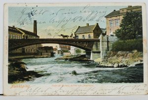 Sweden Norrkoping Motala Stream and Jaru Bridge c1902 Postcard I1