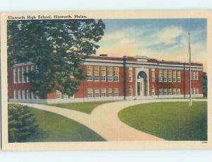 Unused Linen HIGH SCHOOL Ellsworth Maine ME L9933