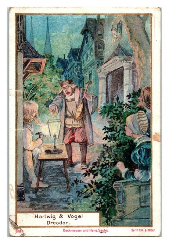 Beckmesser & Hans Sachs, Hartwig & Vogel Tell Chocolate German Trade Card *VT27H