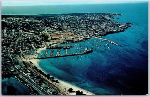 Aerial View Monterey Harbor California Yacht Harbor Fisherman's Wharf Postcard