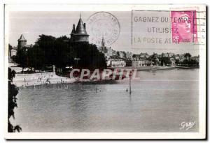 Old Postcard Pornic (L-I) La Plage du Chateau