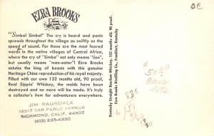 Ezra Brooks Liquour Advertising Writing on back 