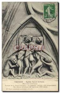 Troyes Postcard Ancient Church St Urbain tympanum of the main door Judgment D...