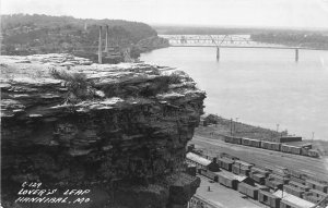 H37/ Hannibal Missouri RPPC Postcard c1940s Lover's Leap Railroad Geology