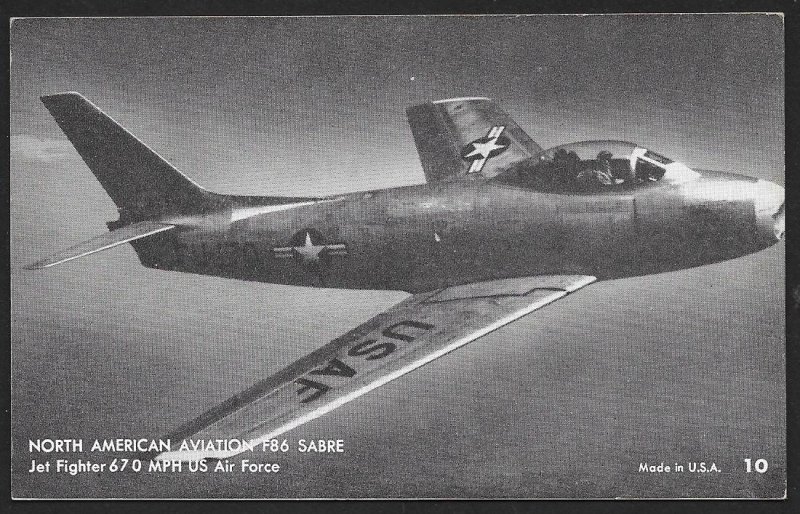 ARCADE CARD North American Aviation F86 Sabre USAF Fighter Jet