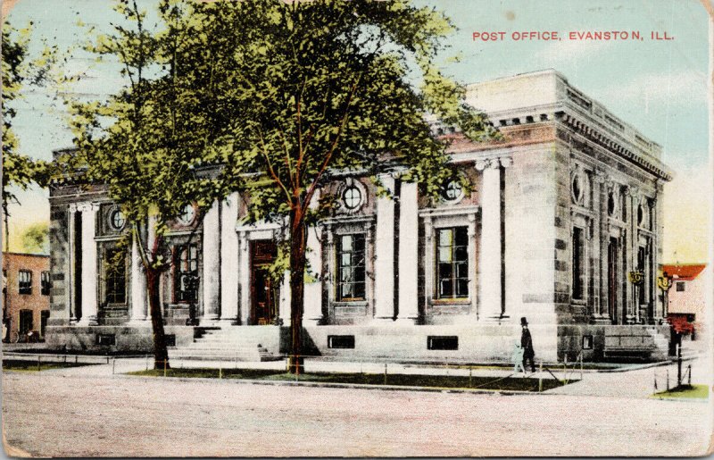 Evanston IL Post Office Illinois Postcard F75 