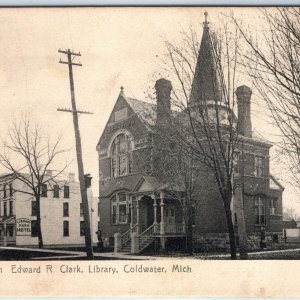 1909 Coldwater, Mich Edward R Clark Victorian Library Sol Art Collotype PC A168