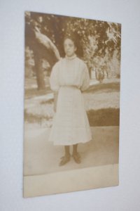 Girl in White Lace Dress Real Photo Postcard