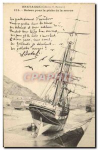 Old Postcard boat fishing boat for fishing cod Botrel