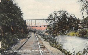 H20/ Carthage Missouri Postcard 1908 Springs River Bridge Railroad