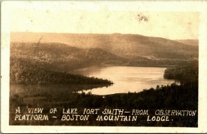 RPPC Lake Fort Smith From Observation Platform Arkansas AR UNP Postcard D7