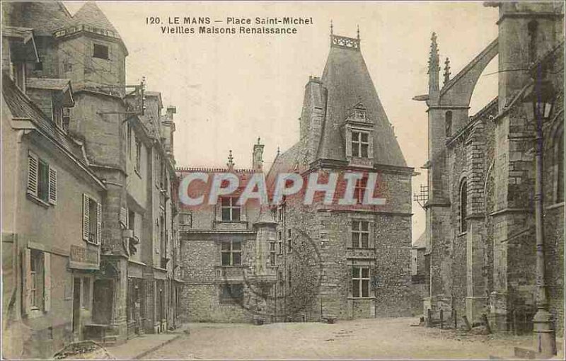 Old Postcard Le Mans Place Saint Michel Old Houses Renaissance