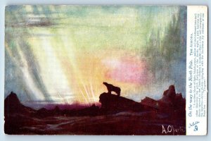 Postcard On The Way to North Pole Aurora Borealis c1910 Oilette Tuck Art