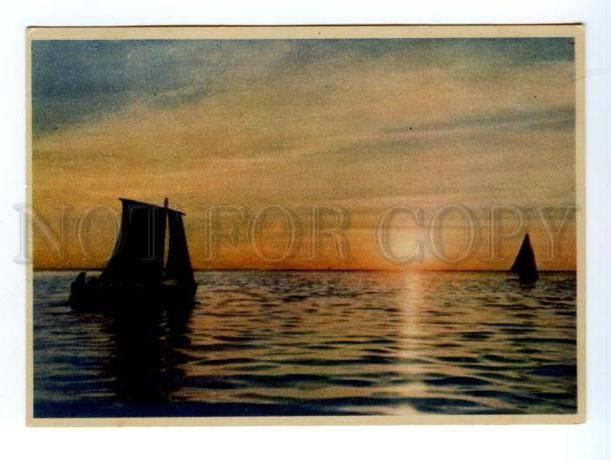 132646 Russia LENINGRAD Sunset at Sea Old 1949 PC