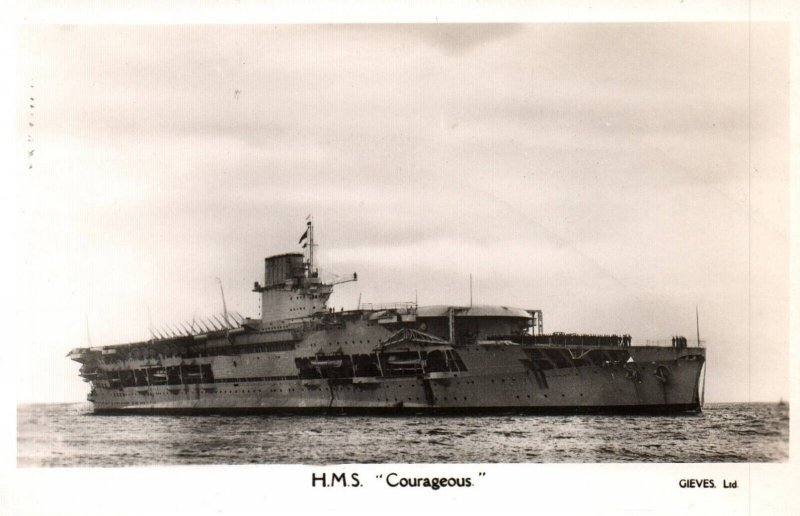 RPPC Photo British Royal Navy HMS Courageous Battlecruiser War Time