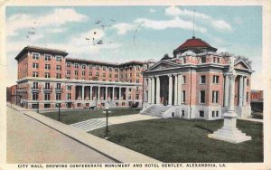 City Hall Soldier Monument Hotel Bentley Alexandria Louisiana 1921 postcard