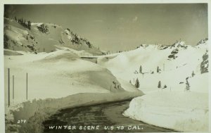 1930's-40's RPPC Winter Scene, U.S.40 Cal. Vintage Postcard P106