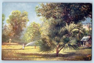 Cairo Egypt Postcard Esbekiah Garden Watering Trees c1910 Oilette Tuck Art