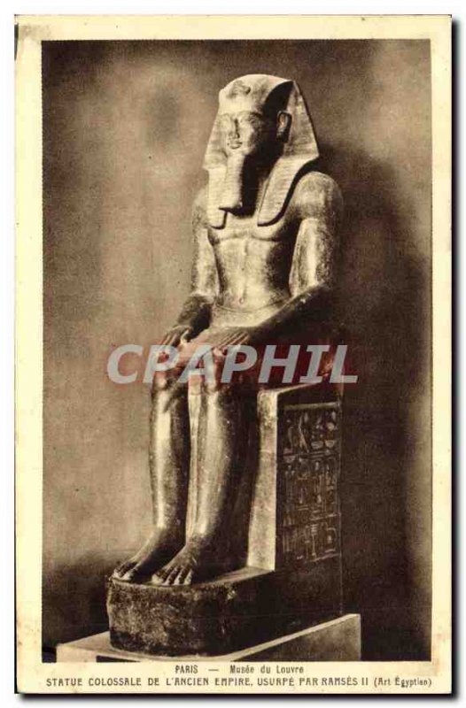 Postcard Ancient Egypt Egypt Muse Louvre.STATUE COLOSSAL OLD EMPIRE usurped b...