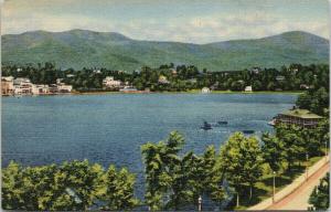 Mirror Lake & Village Lake Placid Club NY New York Unused Linen Postcard F2