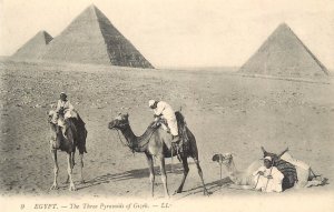 The Three Pyramids of Gizeh Egypt vintage postcard