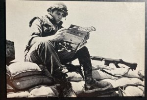 Mint Israel Real Picture Postcard RPPC 6 Days War 1967 Soldier Reading Newspaper