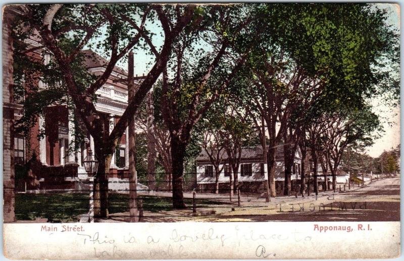 APPONAUG, RI Rhode Island    MAIN STREET   Scene   1906   Postcard