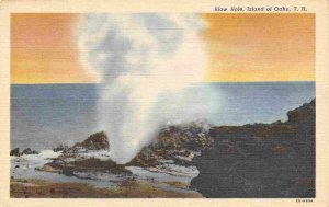 Blow Hole on Ocean Oahu Hawaii 1944 linen postcard