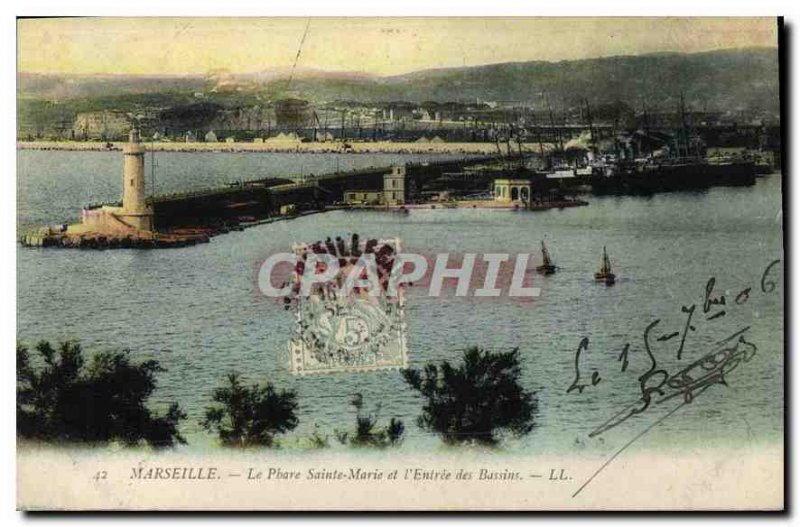 Old Postcard Marseille Le Phare Sainte Marie