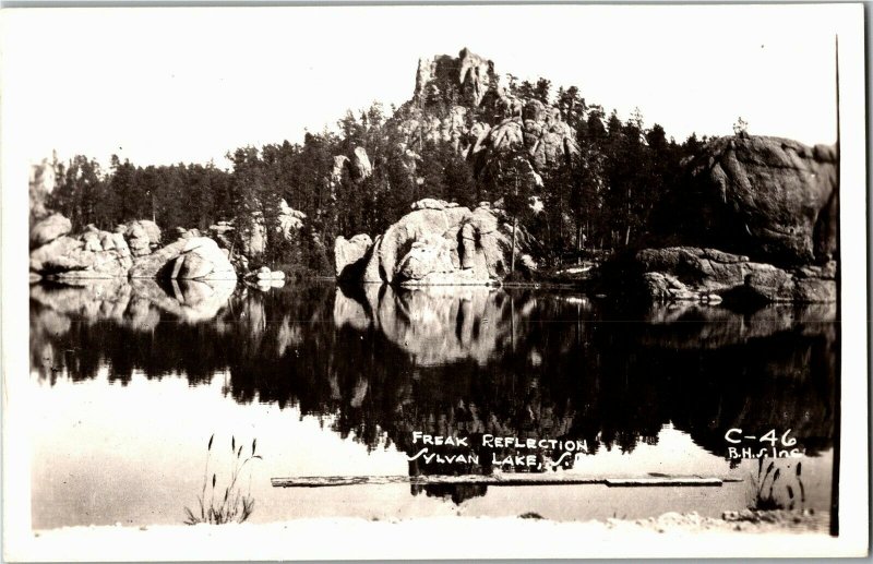RPPC Freak Reflections of Sylvan Lake SD, Faces Vintage Postcard B38