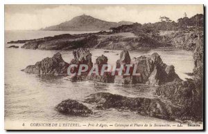 Postcard Old Corniche Esterel Agay Pres cove and Lighthouse Baumette