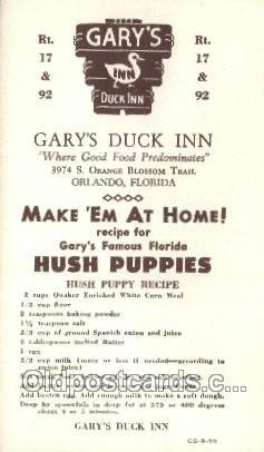 Orlando Florida USA Gary's Duck Inn Unused 