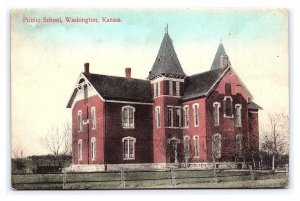 Public School Washington Kansas c1910 Postcard