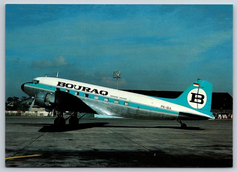 Airplane Postcard Bouraq Indonesia Airlines Airways Douglas C-47A-15-DK FN14