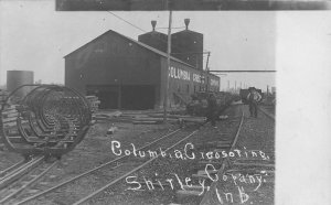 J84/ Shirley Indiana RPPC Postcard c1910 Railroad Creosoting Company Car 316