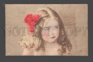 094554 Girl w/ LONG HAIR Vintage PHOTO tinted PC