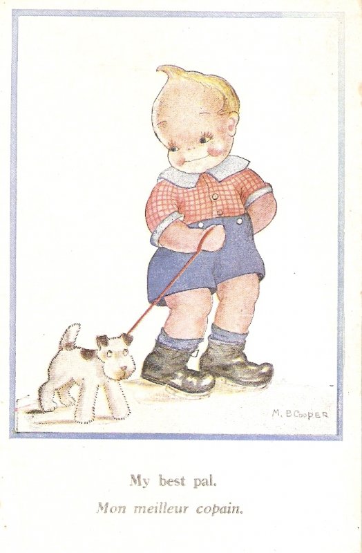 M.B.Cppèr. Boy with dog. My best pal Old vintage French postcard