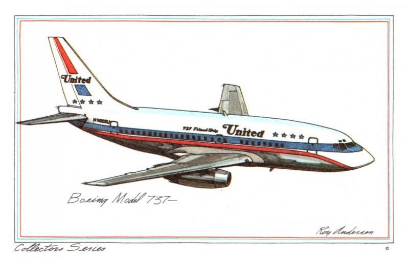 Boeing Model 737 , United Airlines ,  artist signed