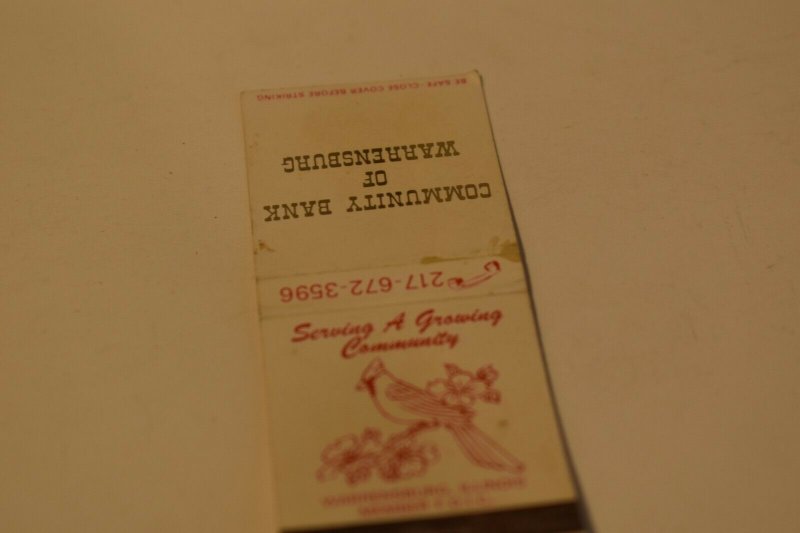 Community Bank of Warrensburg Cardinal 20 Strike Matchbook Cover