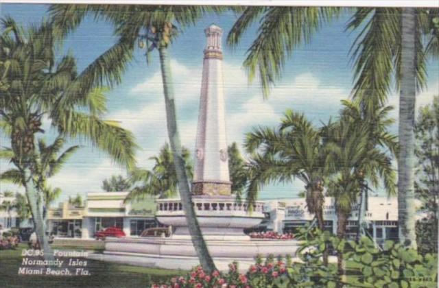 Florida Miami Beach Fountain At Normady Isles Curteich
